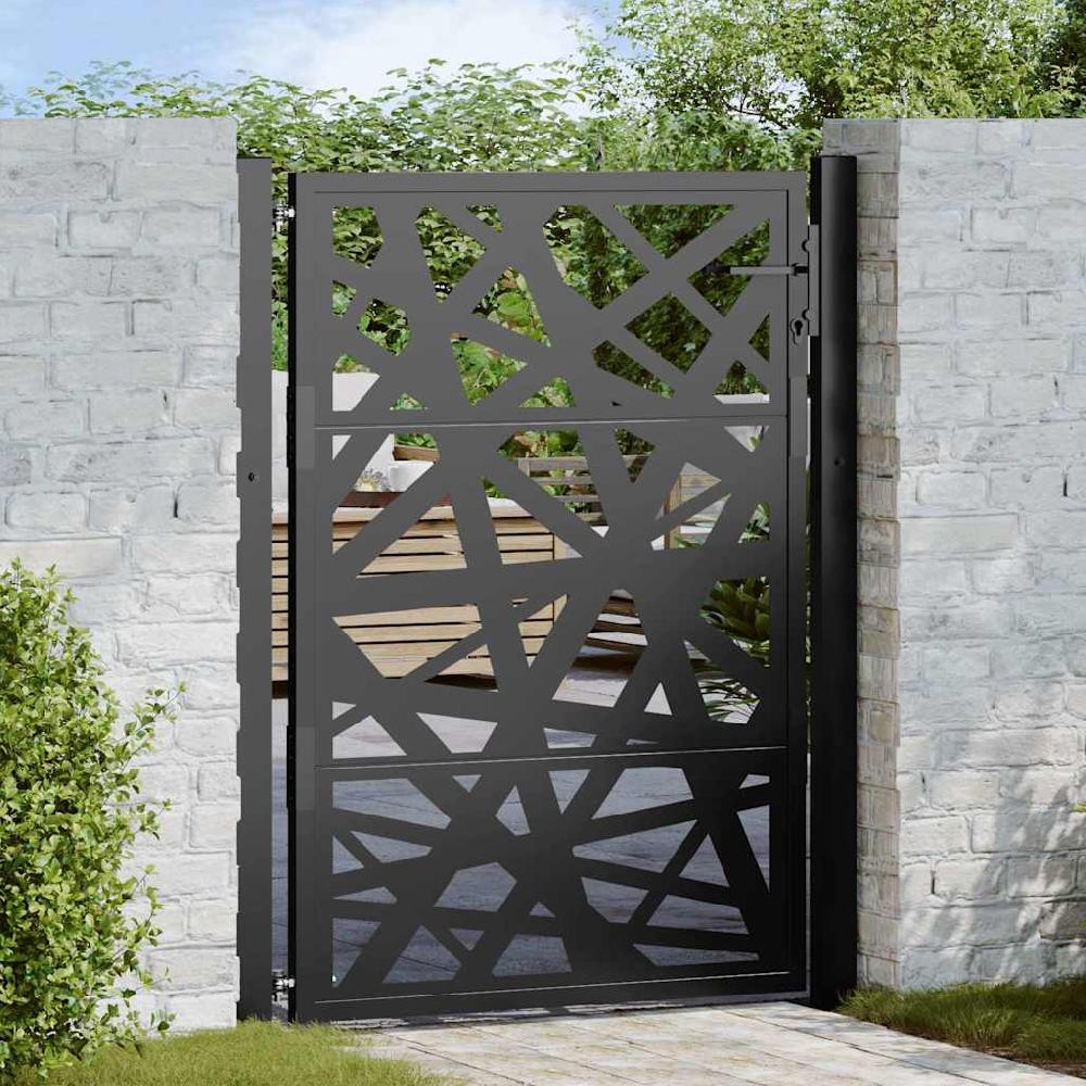 Puerta de jardín | Puerta para valla de acero negra diseño luminoso 105x130 cm CFW37756