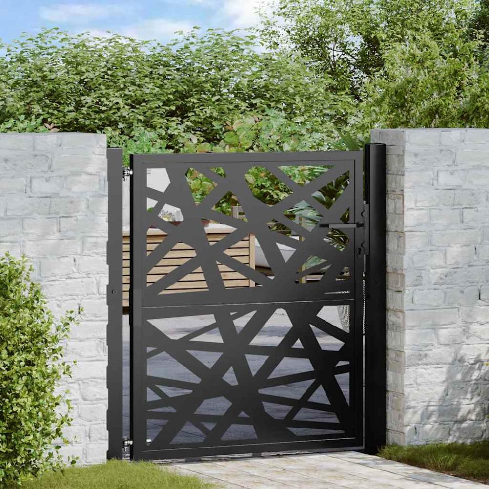 Puerta de jardín | Puerta para valla de acero negra diseño luminoso 105x106 cm CFW73165