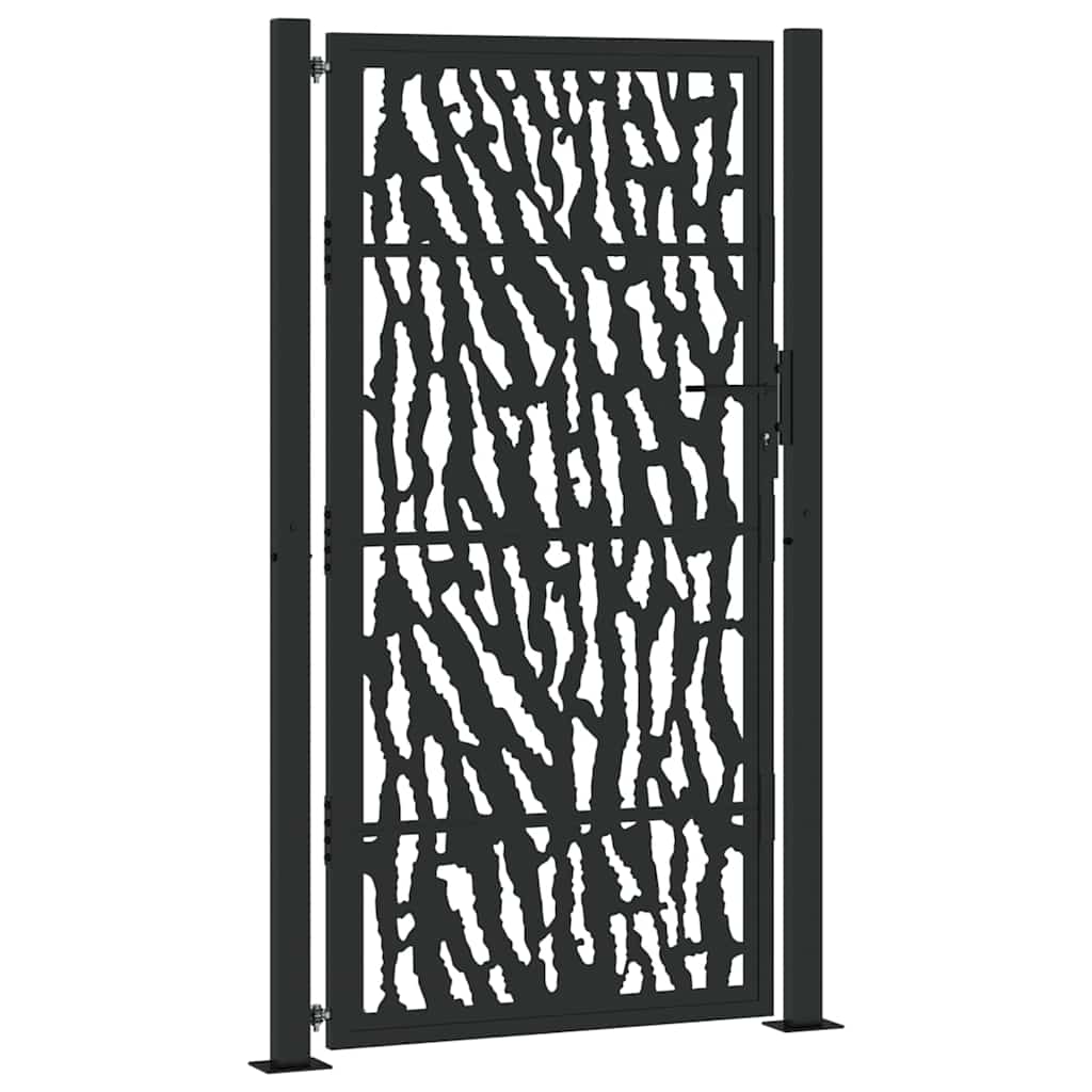 Puerta De Jardín | Puerta Para Valla De Diseño Con Carril De Acero Negro 105x180 Cm CFW41685