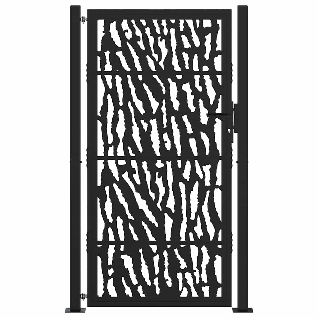 Puerta De Jardín | Puerta Para Valla De Diseño Con Carril De Acero Negro 105x180 Cm CFW41685