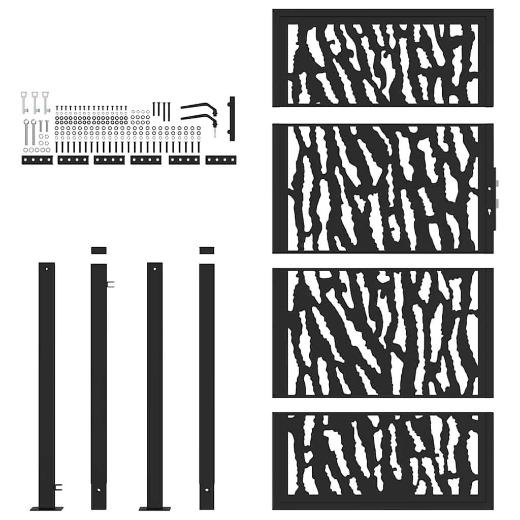Puerta De Jardín | Puerta Para Valla De Diseño Con Carril De Acero Negro 105x180 Cm CFW41685
