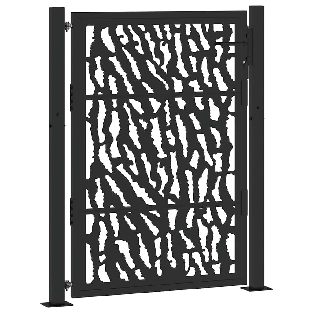 Puerta De Jardín | Puerta Para Valla De Diseño Con Carril De Acero Negro 105x130 Cm CFW33095