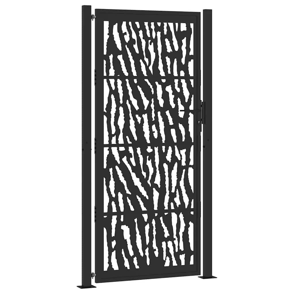 Puerta De Jardín | Puerta Para Valla De Diseño Con Raíl De Acero Negro 105x205 Cm CFW80754