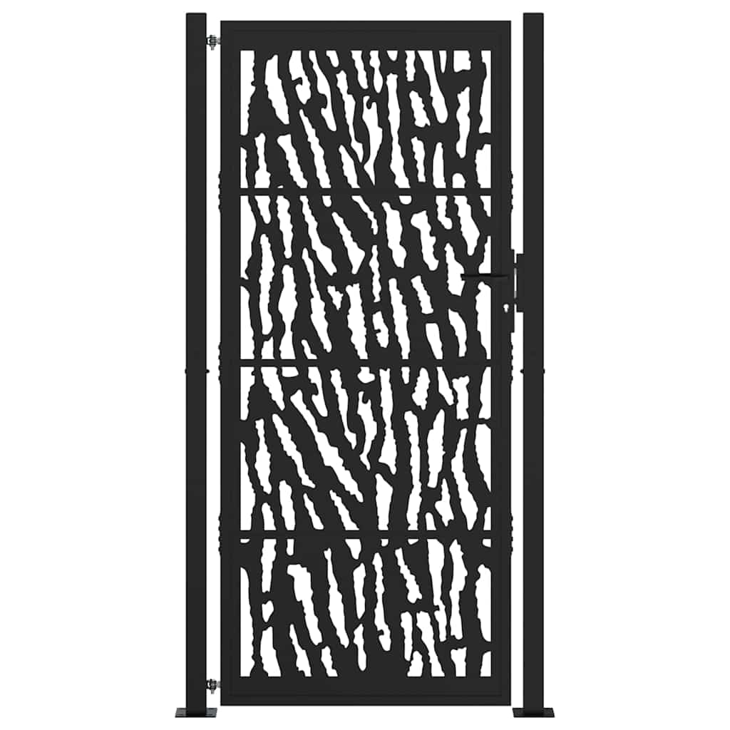 Puerta De Jardín | Puerta Para Valla De Diseño Con Raíl De Acero Negro 105x205 Cm CFW80754