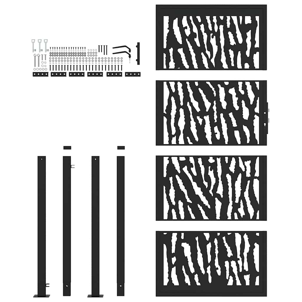 Puerta De Jardín | Puerta Para Valla De Diseño Con Raíl De Acero Negro 105x205 Cm CFW80754