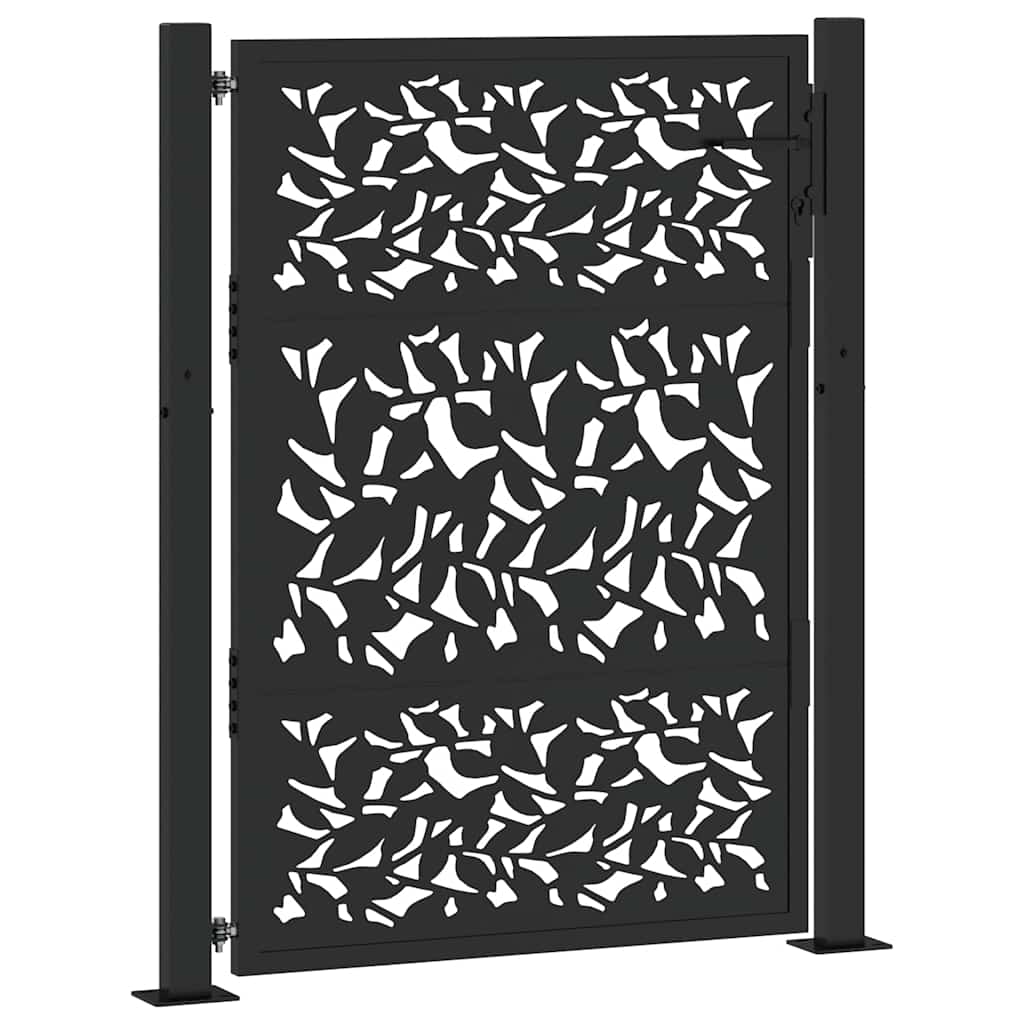 Puerta De Jardín | Puerta Para Valla Diseño De Hoja De Acero Negra 105x130 Cm CFW89435