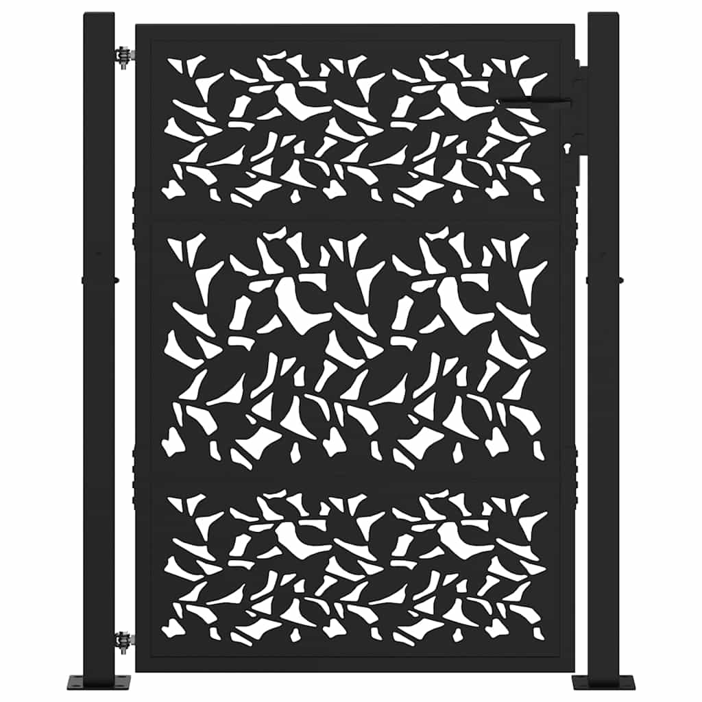 Puerta De Jardín | Puerta Para Valla Diseño De Hoja De Acero Negra 105x130 Cm CFW89435