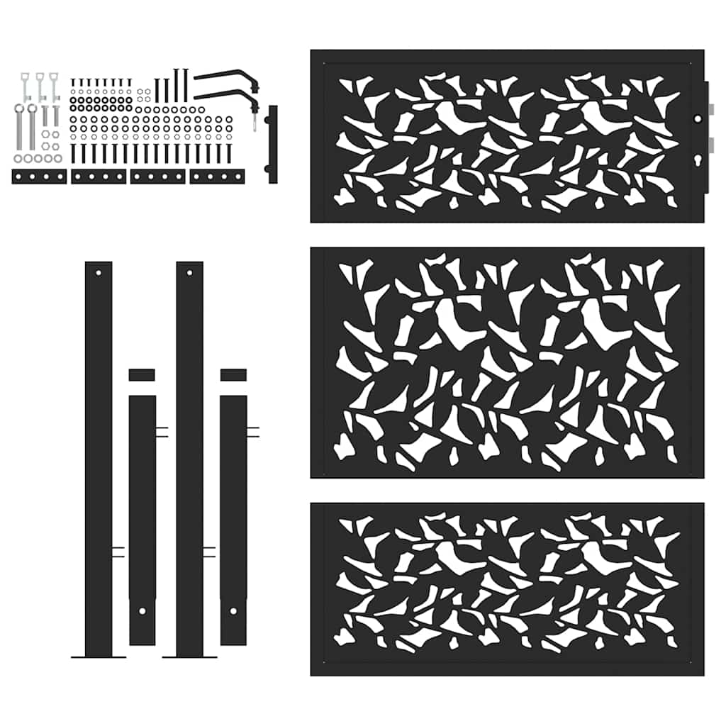 Puerta De Jardín | Puerta Para Valla Diseño De Hoja De Acero Negra 105x130 Cm CFW89435