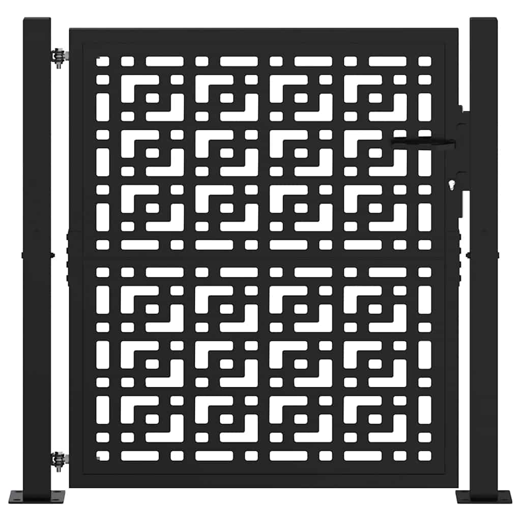 Puerta De Jardín | Puerta Para Valla Diseño En Cruz De Acero Negra 105x106 Cm CFW13567