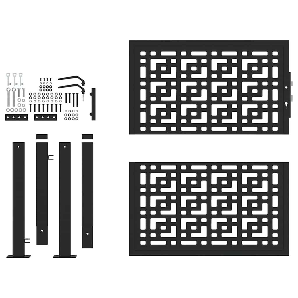 Puerta De Jardín | Puerta Para Valla Diseño En Cruz De Acero Negra 105x106 Cm CFW13567