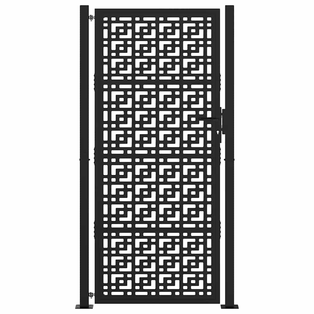 Puerta De Jardín | Puerta Para Valla Diseño En Cruz De Acero Negra 105x205 Cm CFW33722