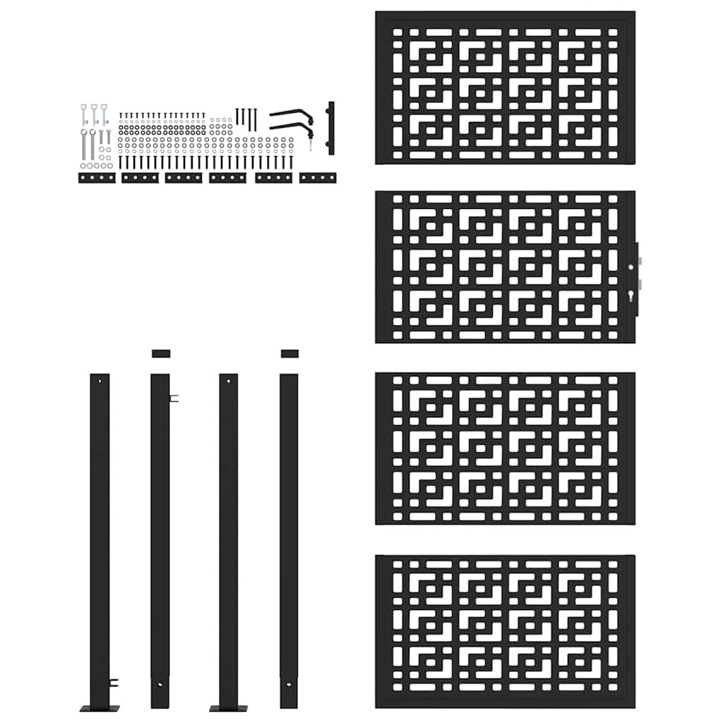 Puerta De Jardín | Puerta Para Valla Diseño En Cruz De Acero Negra 105x205 Cm CFW33722