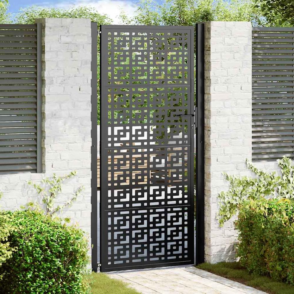 Puerta de jardín | Puerta para valla diseño en cruz de acero negra 105x205 cm CFW33722