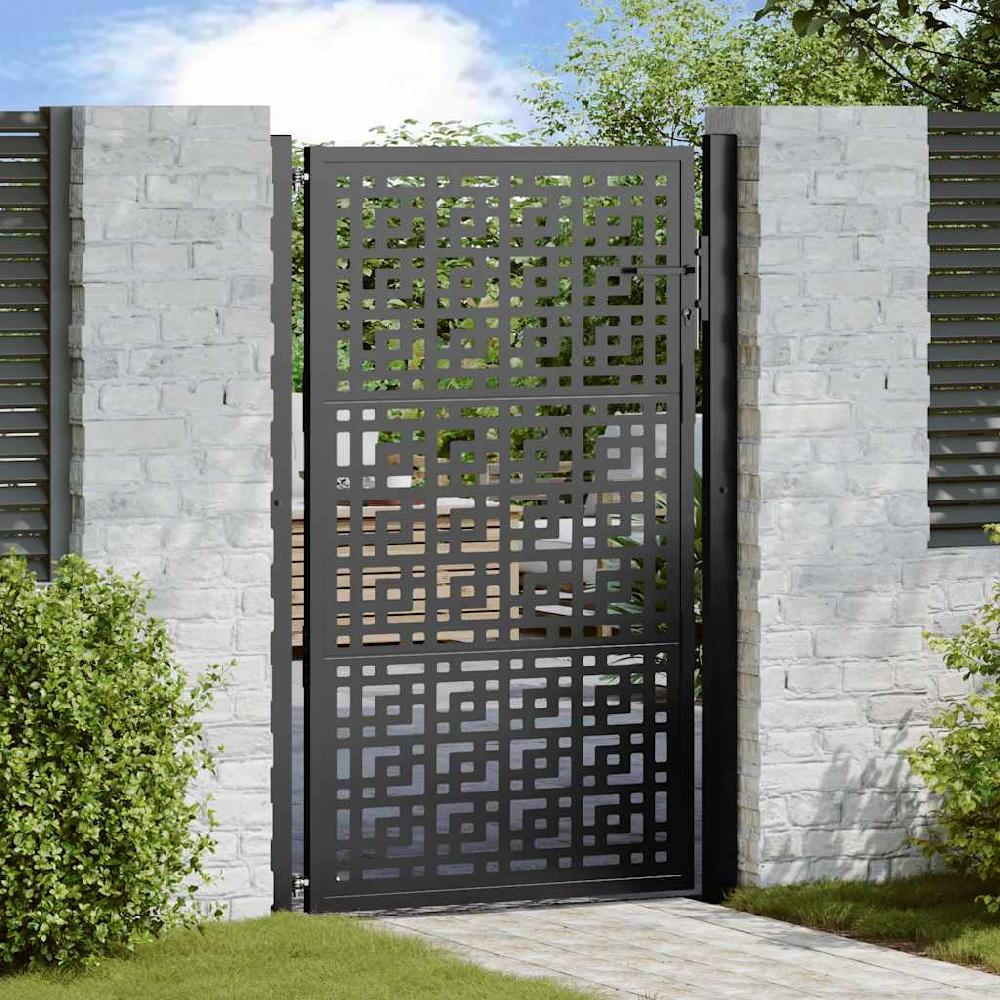 Puerta de jardín | Puerta para valla diseño en cruz de acero negra 105x155 cm CFW45647