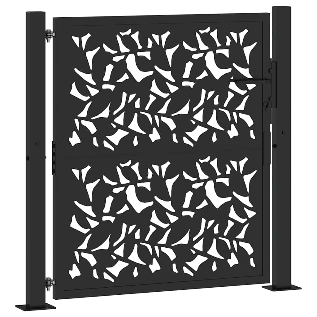 Puerta De Jardín | Puerta Para Valla Diseño Hoja De Acero Negra 105x106 Cm CFW43797