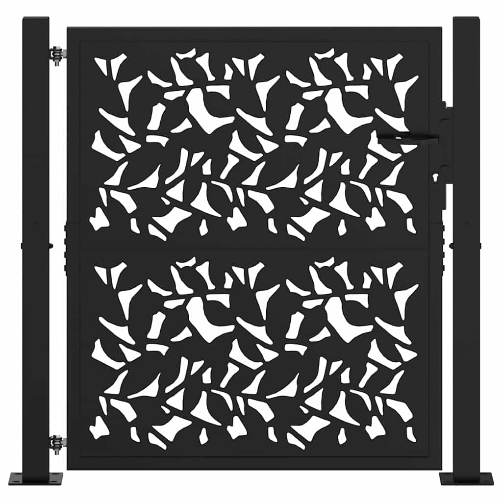 Puerta De Jardín | Puerta Para Valla Diseño Hoja De Acero Negra 105x106 Cm CFW43797