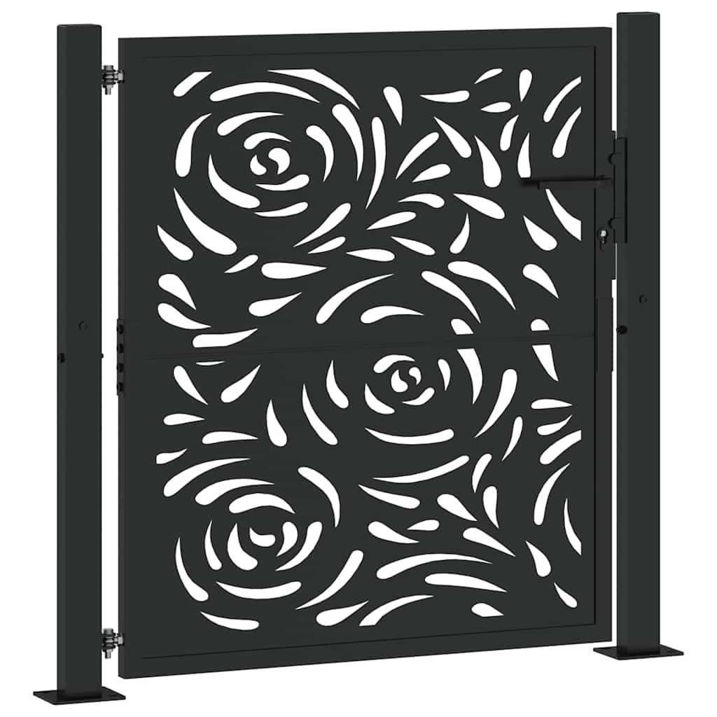Puerta De Jardín | Puerta Para Valla Diseño Llama Acero Negro 105x106 Cm CFW49365
