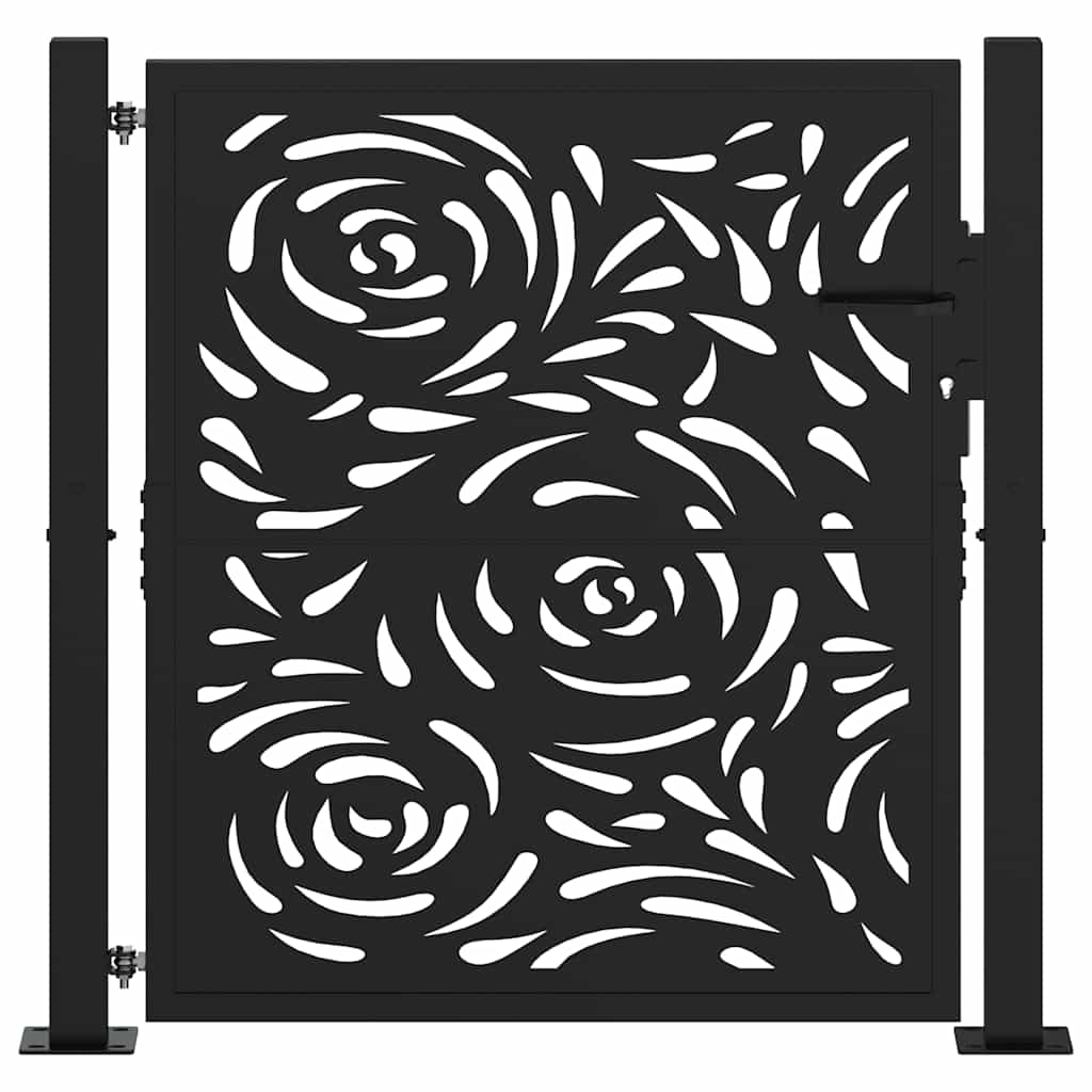 Puerta De Jardín | Puerta Para Valla Diseño Llama Acero Negro 105x106 Cm CFW49365