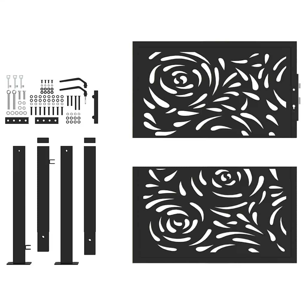 Puerta De Jardín | Puerta Para Valla Diseño Llama Acero Negro 105x106 Cm CFW49365
