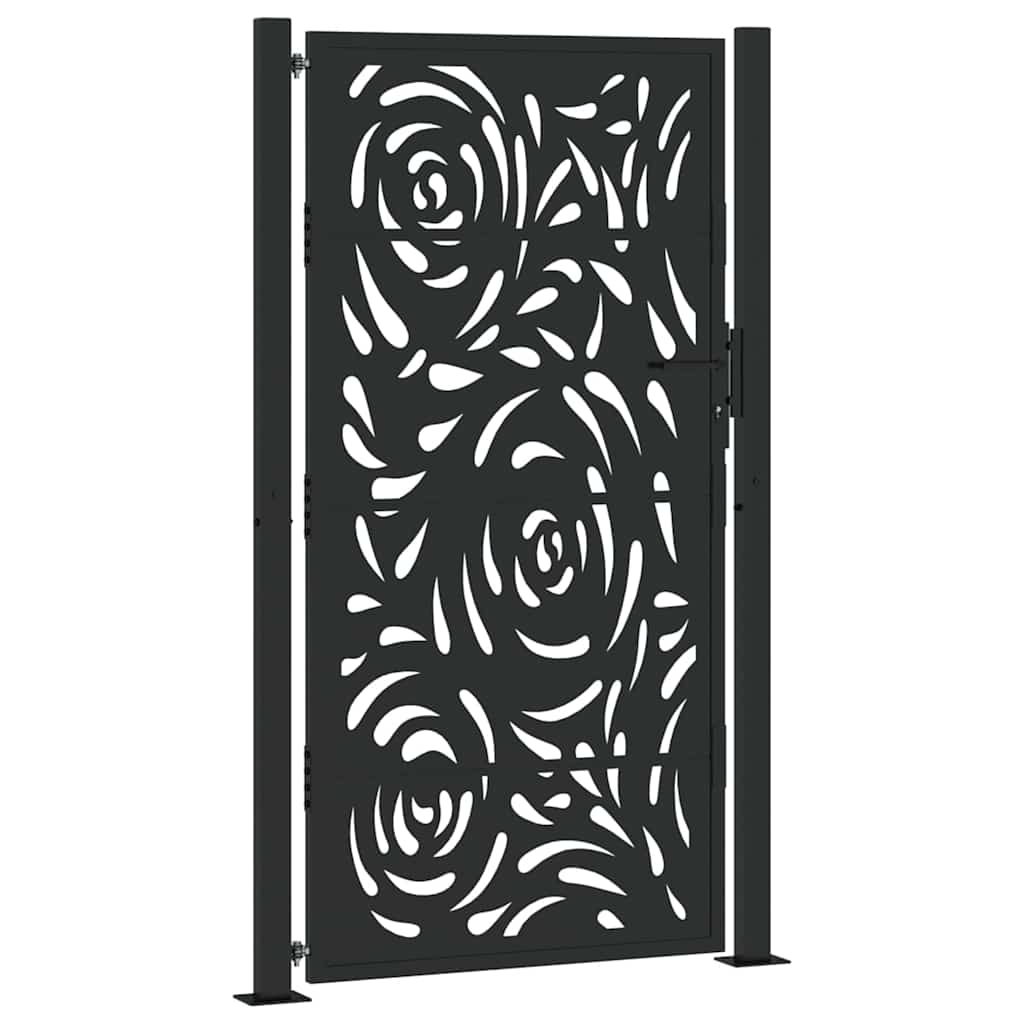 Puerta De Jardín | Puerta Para Valla Diseño Llama Acero Negro 105x180 Cm CFW95474