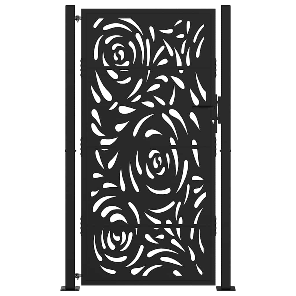Puerta De Jardín | Puerta Para Valla Diseño Llama Acero Negro 105x180 Cm CFW95474