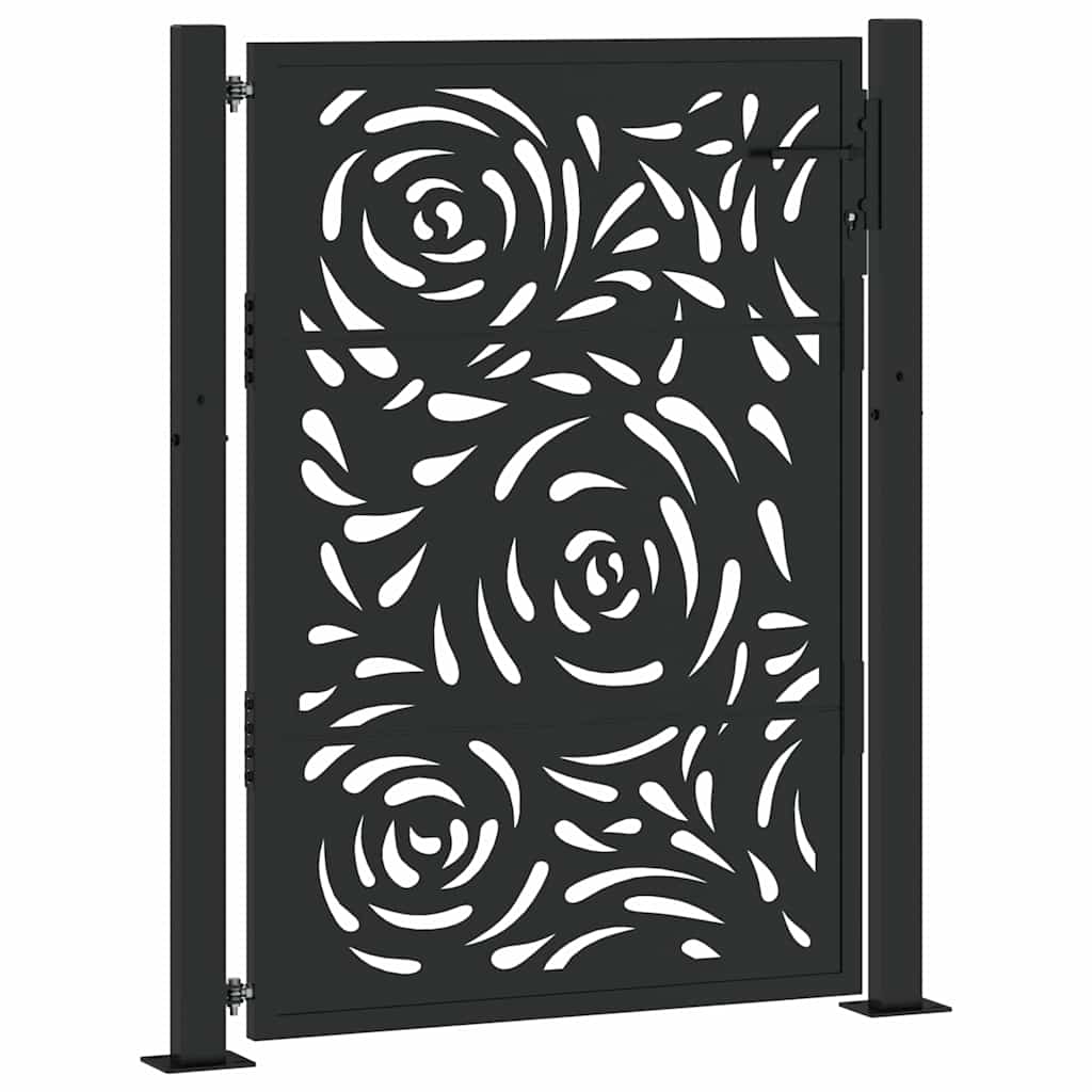 Puerta De Jardín | Puerta Para Valla Diseño Llama Acero Negro 105x130 Cm CFW64419