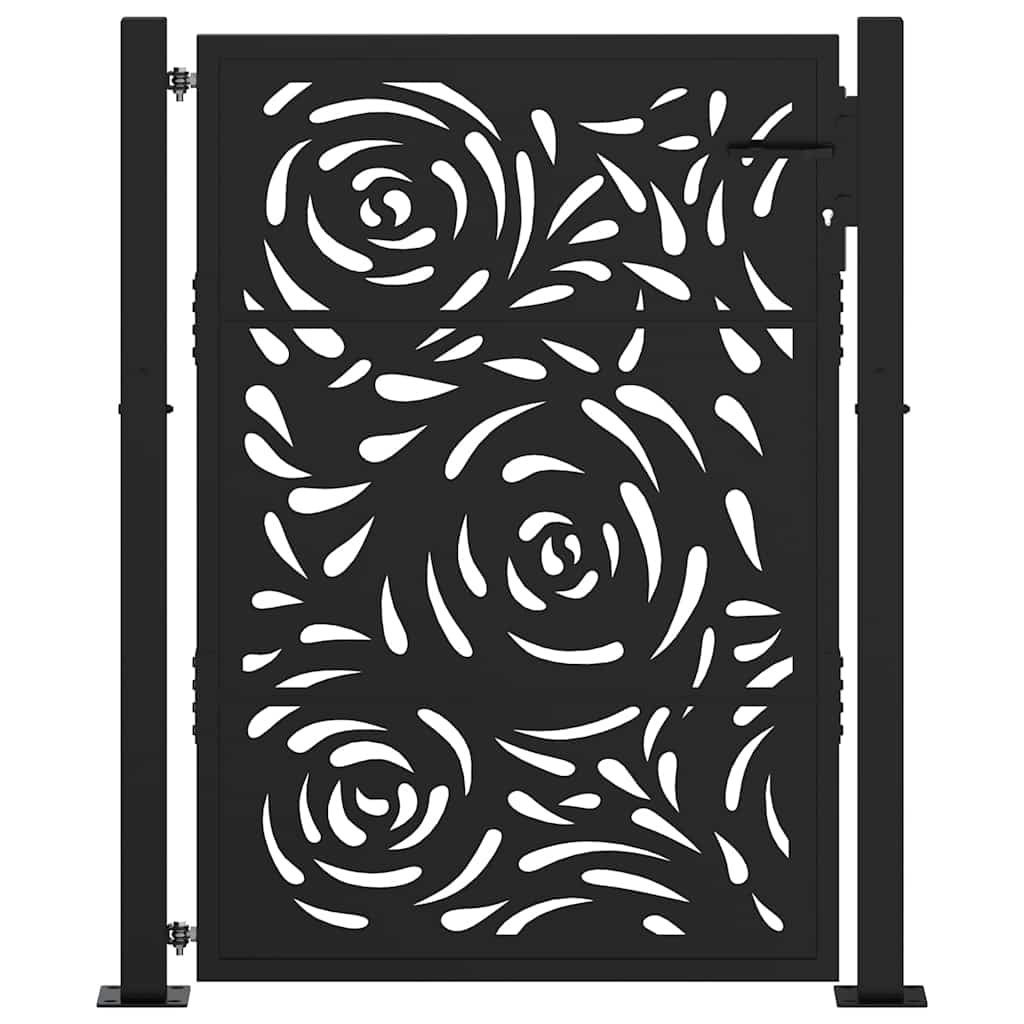 Puerta De Jardín | Puerta Para Valla Diseño Llama Acero Negro 105x130 Cm CFW64419