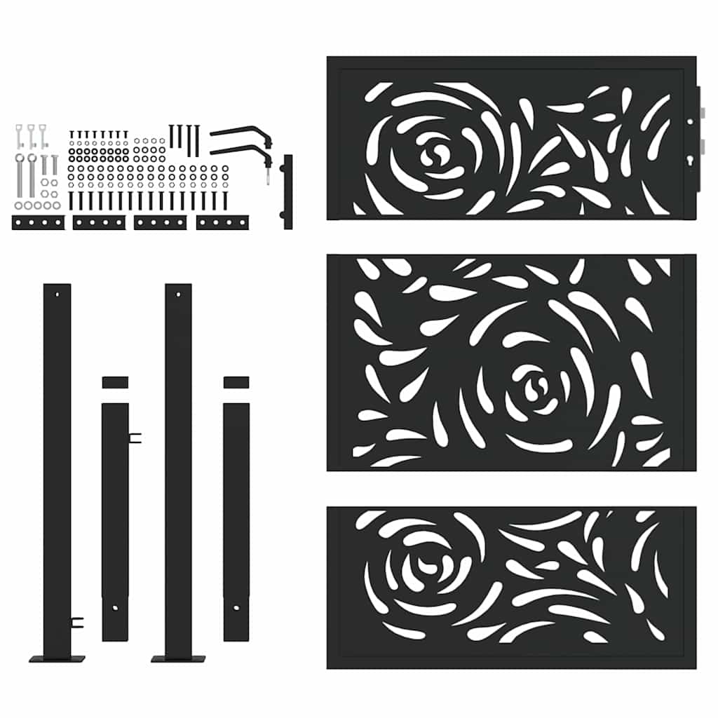 Puerta De Jardín | Puerta Para Valla Diseño Llama Acero Negro 105x130 Cm CFW64419