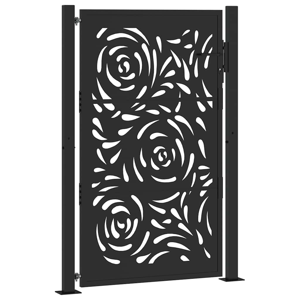 Puerta De Jardín | Puerta Para Valla Diseño Llama Acero Negro 105x155 Cm CFW45059