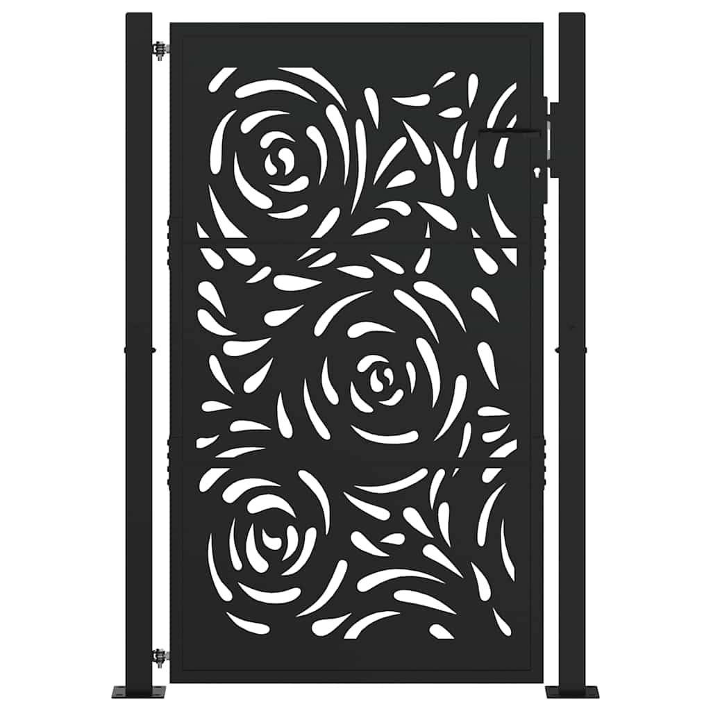 Puerta De Jardín | Puerta Para Valla Diseño Llama Acero Negro 105x155 Cm CFW45059