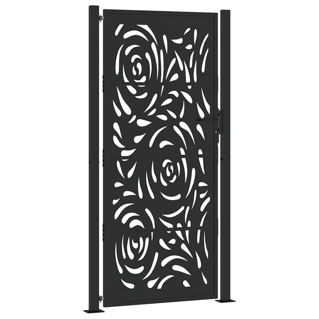 Puerta De Jardín | Puerta Para Valla Diseño Llama Acero Negro 105x205 Cm CFW18971