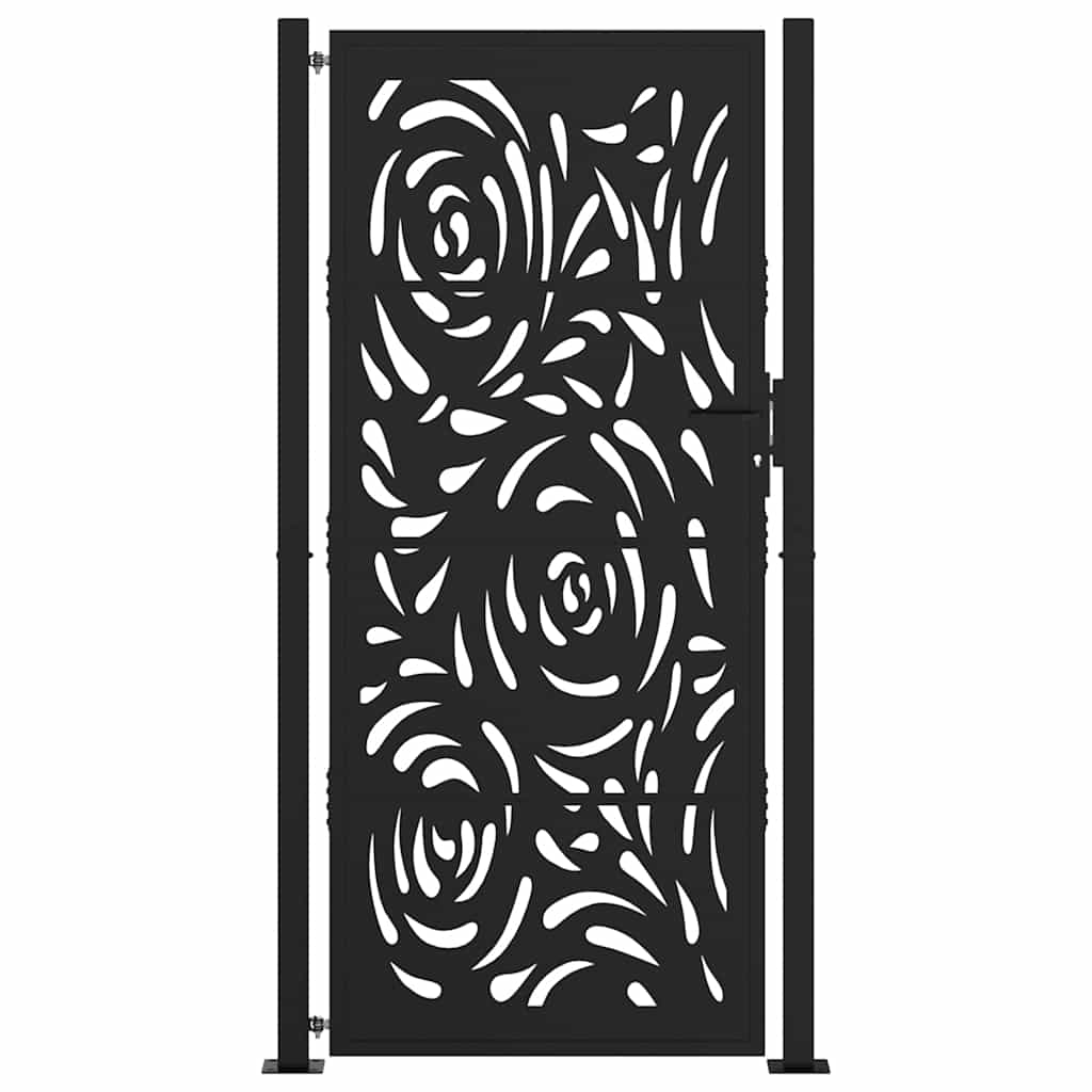 Puerta De Jardín | Puerta Para Valla Diseño Llama Acero Negro 105x205 Cm CFW18971