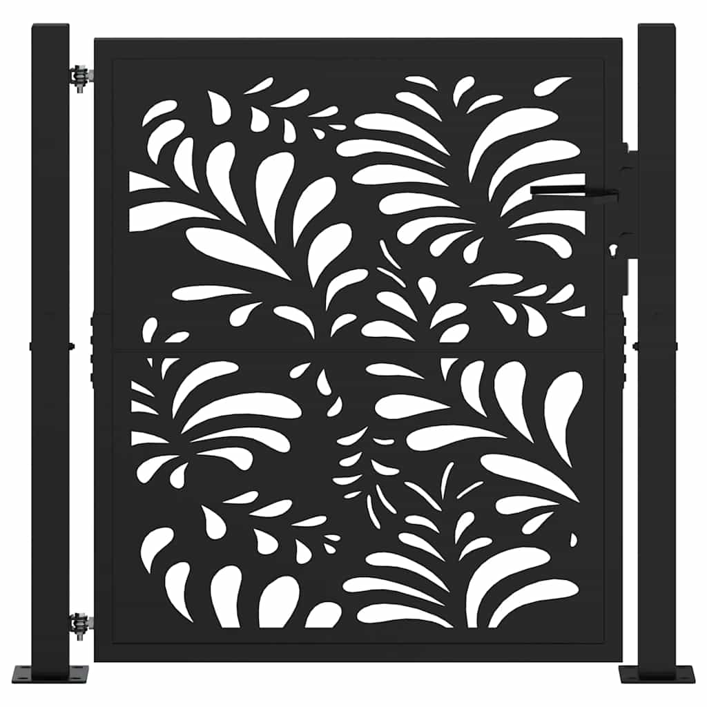 Puerta De Jardín | Puerta Para Valla Diseño Ondulado De Acero Negro 105x106 Cm CFW89710