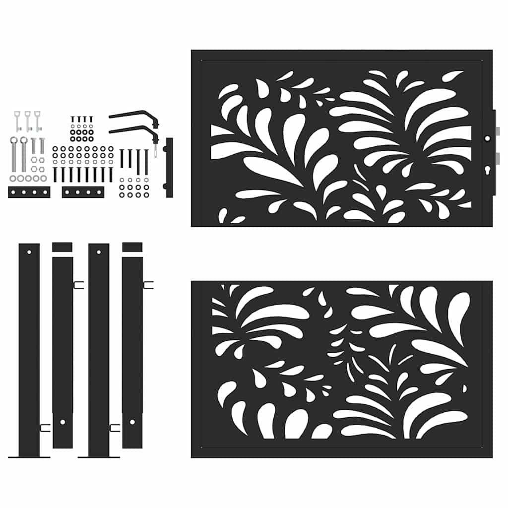 Puerta De Jardín | Puerta Para Valla Diseño Ondulado De Acero Negro 105x106 Cm CFW89710