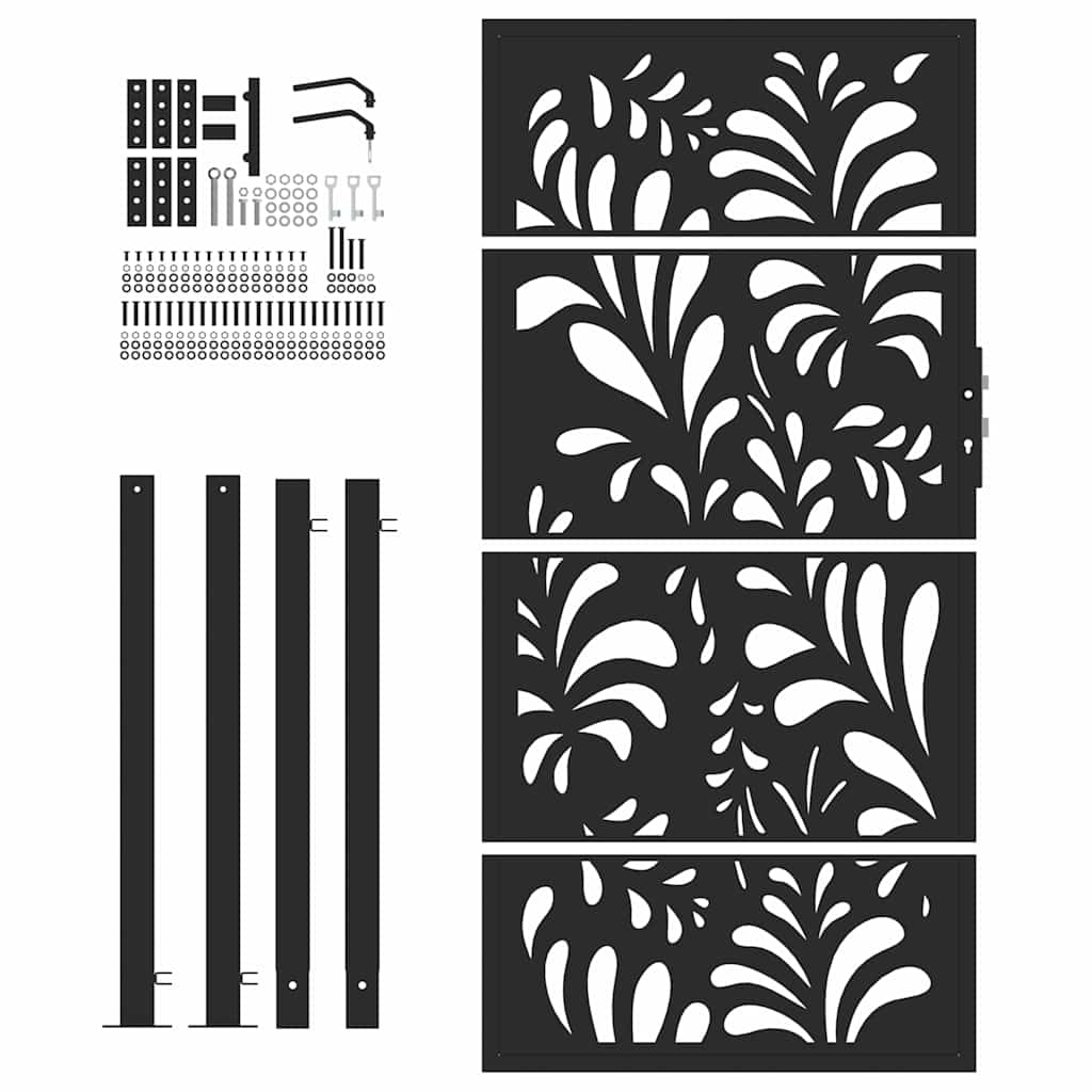 Puerta De Jardín | Puerta Para Valla Diseño Ondulado De Acero Negro 105x180 Cm CFW65445