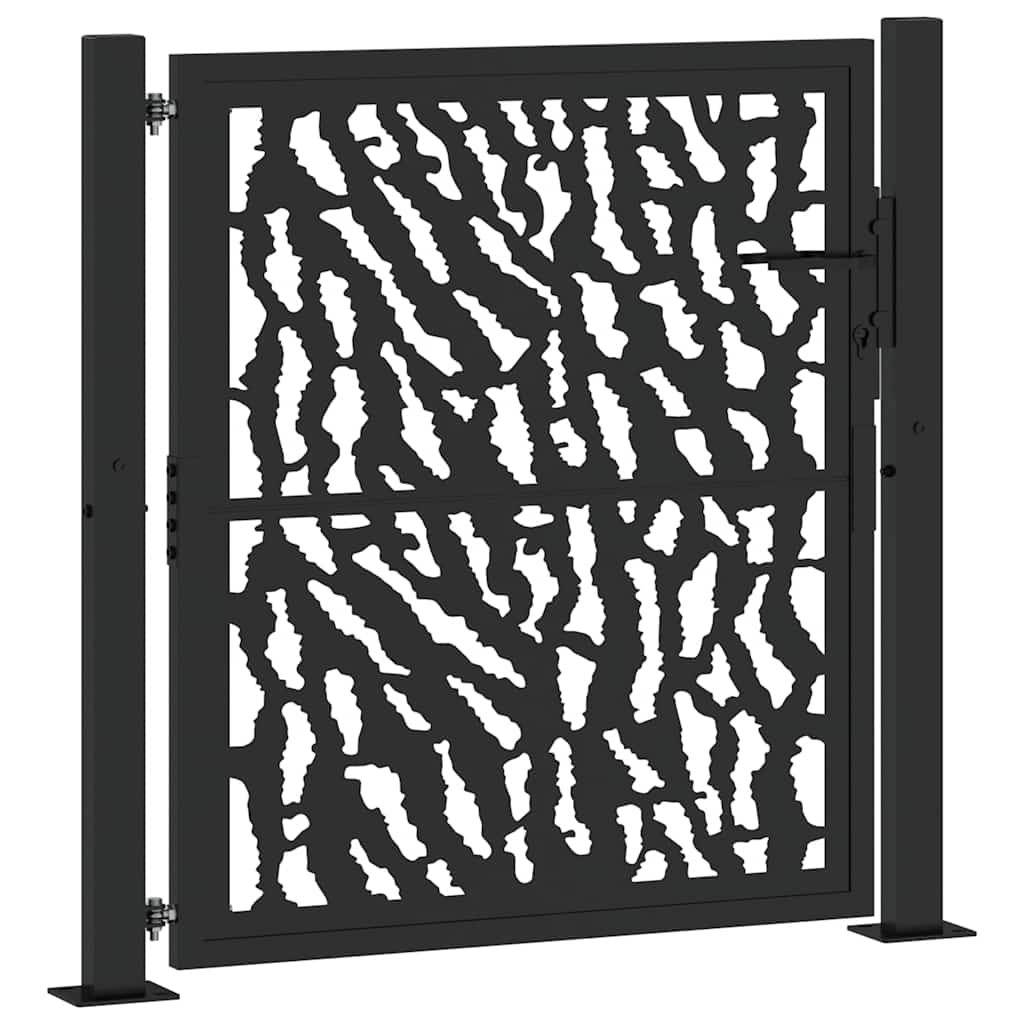 Puerta De Jardín | Puerta Para Valla Negra Con Diseño De Carril De Acero 105x106 Cm CFW54877