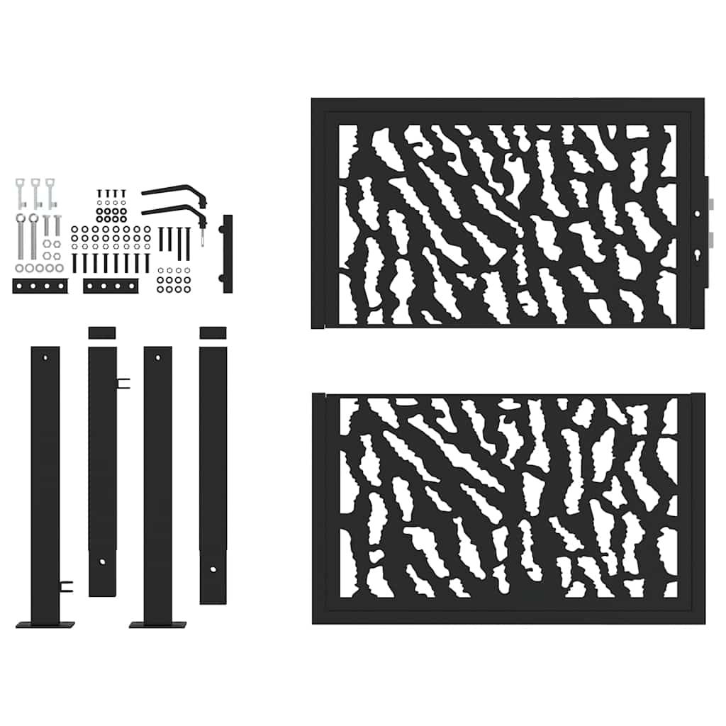 Puerta De Jardín | Puerta Para Valla Negra Con Diseño De Carril De Acero 105x106 Cm CFW54877