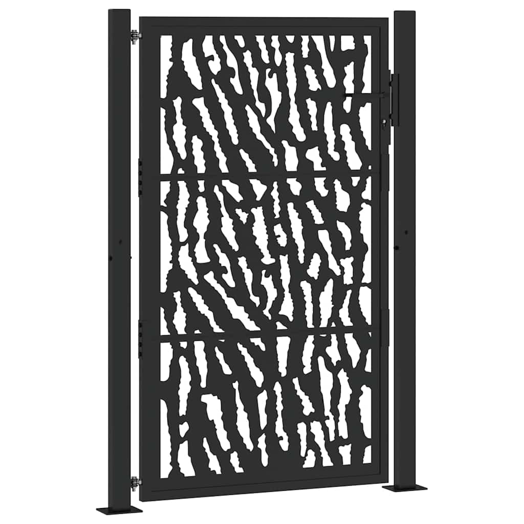Puerta De Jardín | Puerta Para Valla Negra Con Diseño De Carril De Acero 105x155 Cm CFW99678
