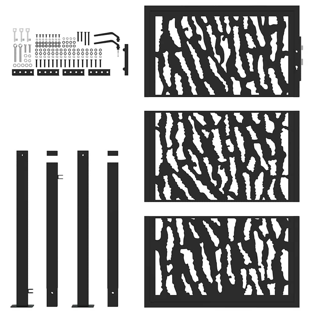 Puerta De Jardín | Puerta Para Valla Negra Con Diseño De Carril De Acero 105x155 Cm CFW99678