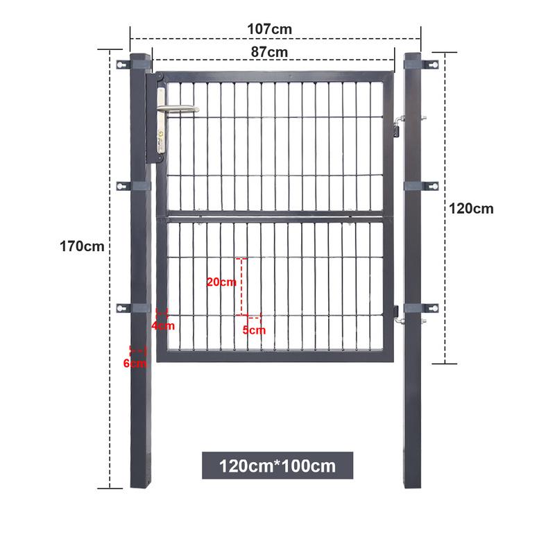 Puerta De Malla Para Jardín Acero Galvanizado Valla Con Cerradura Puerta 120 X 100cm Gris