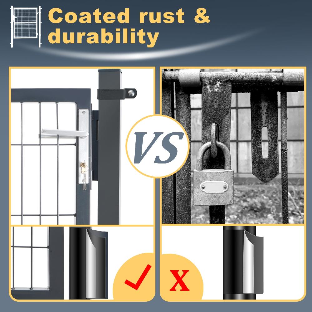 Puerta De Malla Para Jardín Acero Galvanizado Valla Con Cerradura Puerta 100 X 100cm Gris