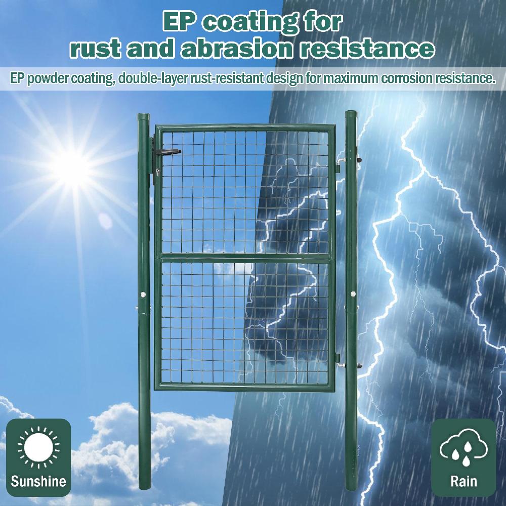 Puerta De Malla Para Jardín Acero Galvanizado Valla Con Cerradura Puerta 100 X 100cm Gris