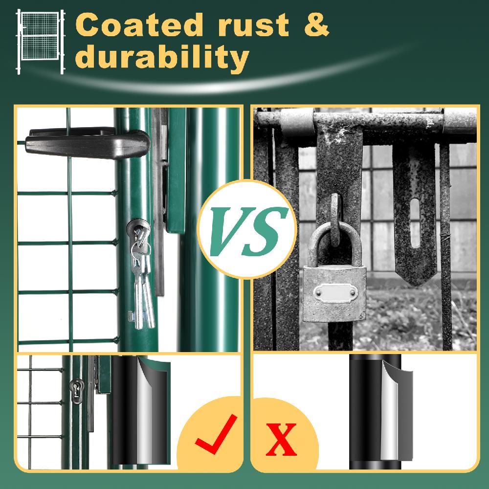 Puerta De Malla Para Jardín Acero Galvanizado Valla Con Cerradura Puerta 100 X 100cm Gris