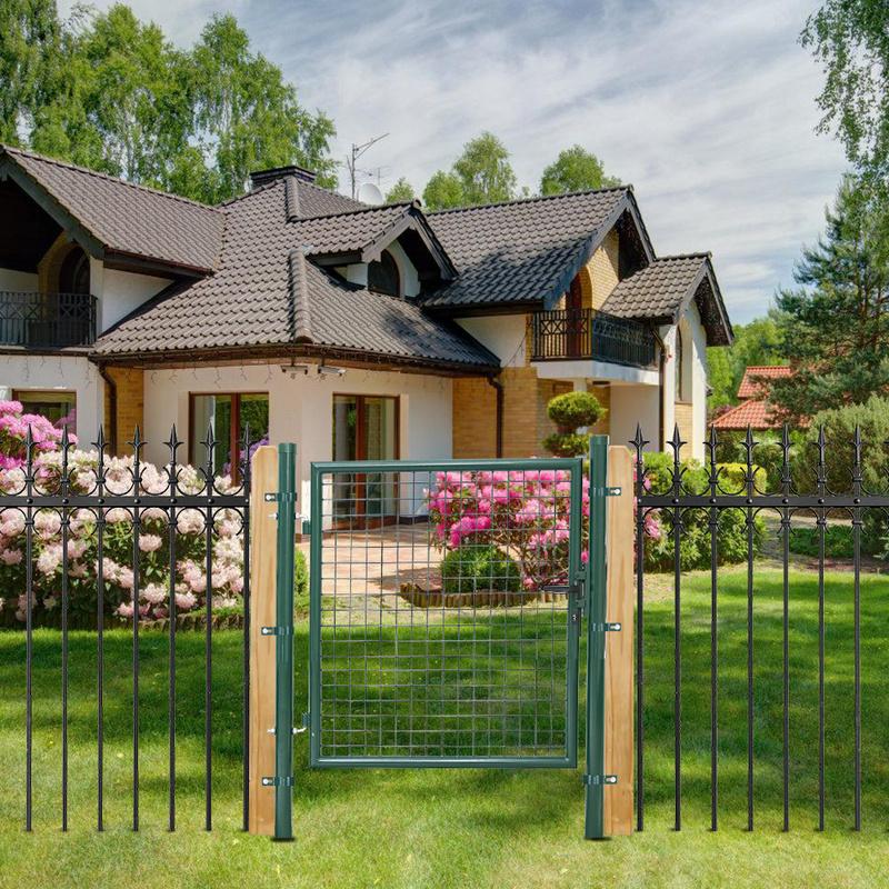 Puerta De Malla Para Jardín Acero Galvanizado Valla Con Cerradura Puerta 100 X 100 Cm Verde