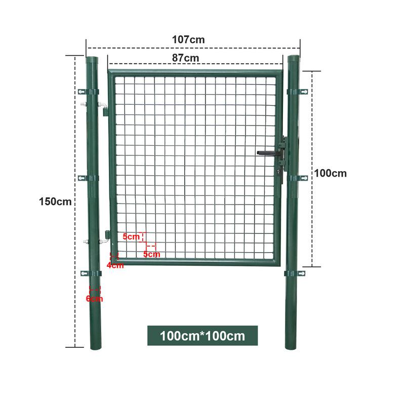 Puerta De Malla Para Jardín Acero Galvanizado Valla Con Cerradura Puerta 100 X 100 Cm Verde