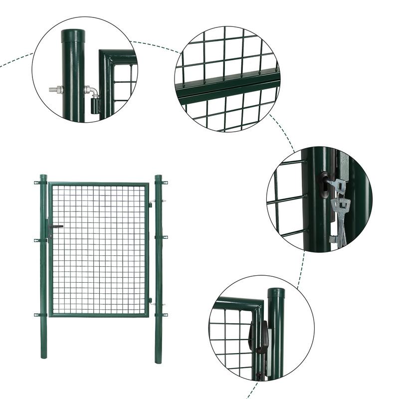 Puerta De Malla Para Jardín Acero Galvanizado Valla Con Cerradura Puerta 100 X 100 Cm Verde