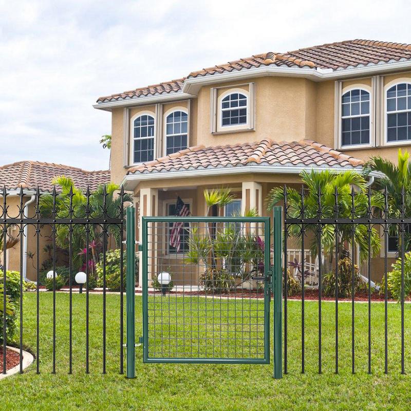 Puerta de malla para jardín acero galvanizado valla con cerradura puerta 100 x 100 cm verde