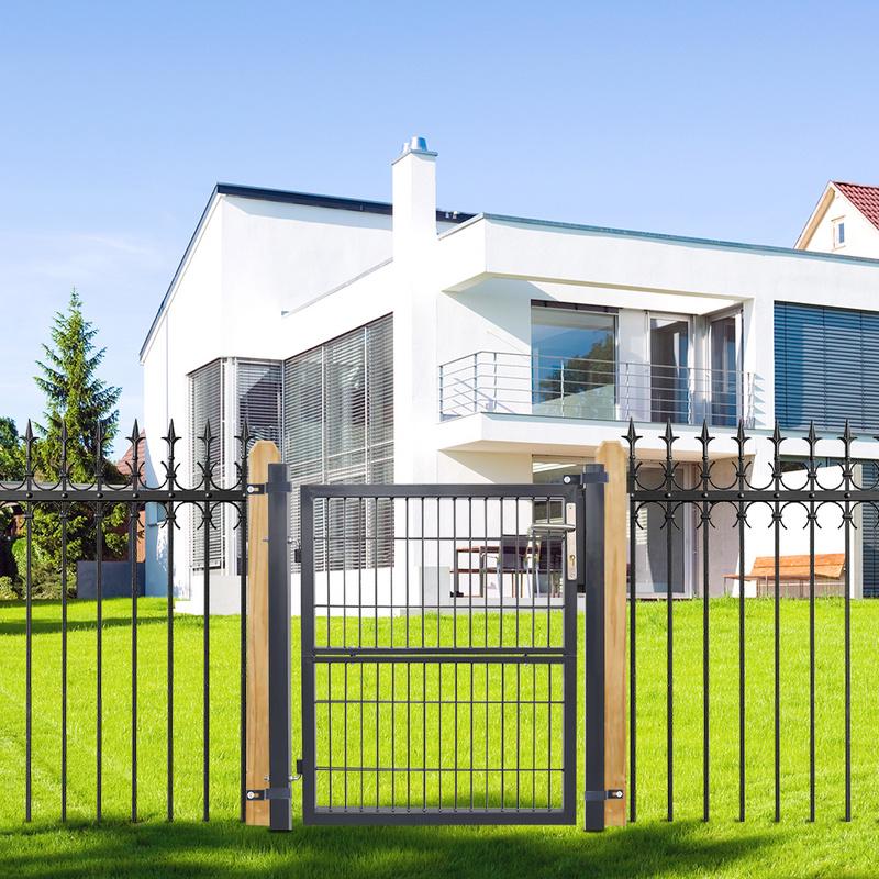 Puerta De Malla Para Jardín Acero Galvanizado Valla Con Cerradura Puerta 120 X 100cm Gris