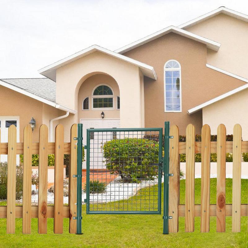 Puerta De Malla Para Jardín Acero Galvanizado Valla Con Cerradura Puerta 125 X 100cm Verde