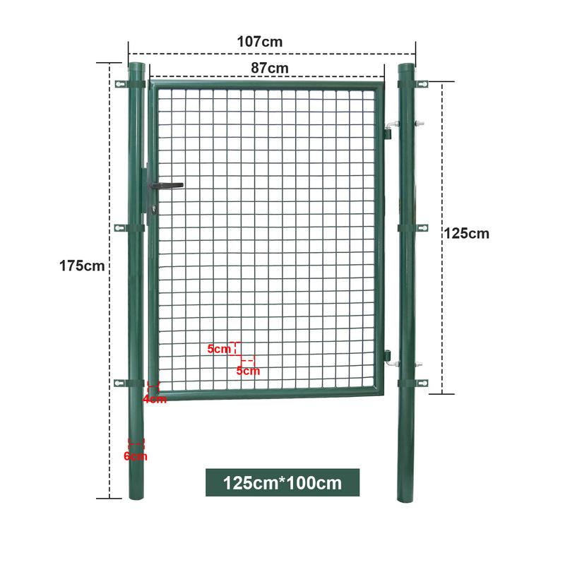 Puerta De Malla Para Jardín Acero Galvanizado Valla Con Cerradura Puerta 125 X 100cm Verde